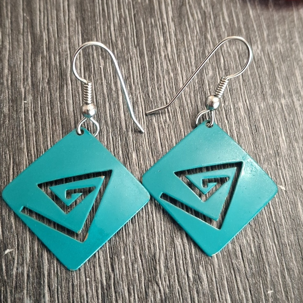 Colorful Earring Set - Red, Blue, Yellow, Teal - Picture 2 of 6